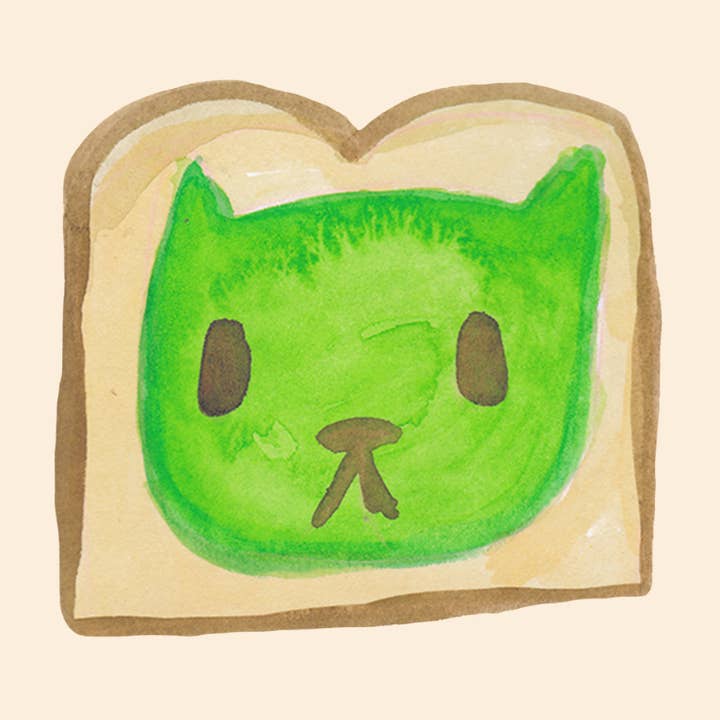 Adhesivo de acuarela Avo-cat_do Toast para venta al por mayor de Allisonkellycrafts