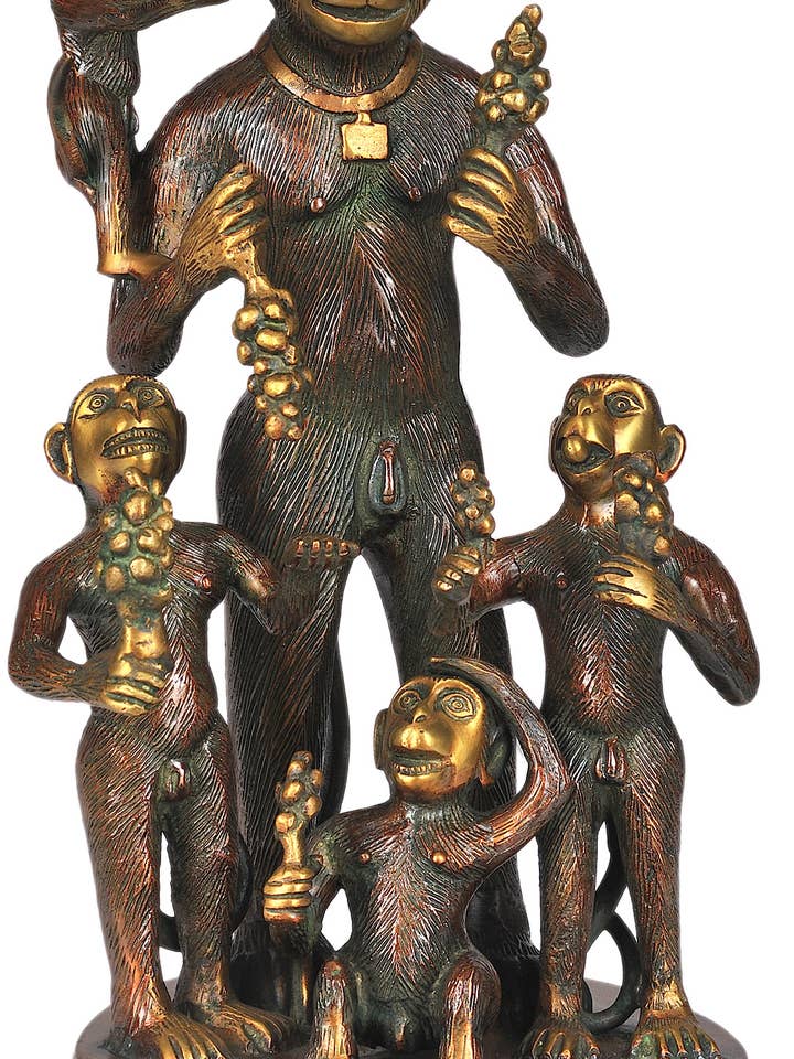 Monkey Family | Handmade | Brass Sculpture for wholesale by Exotic India Art