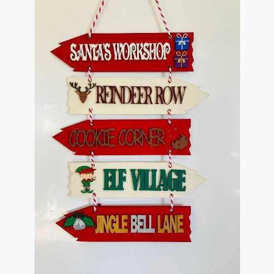 North Pole Hanging Christmas signs for wholesale by Sophella Crafts