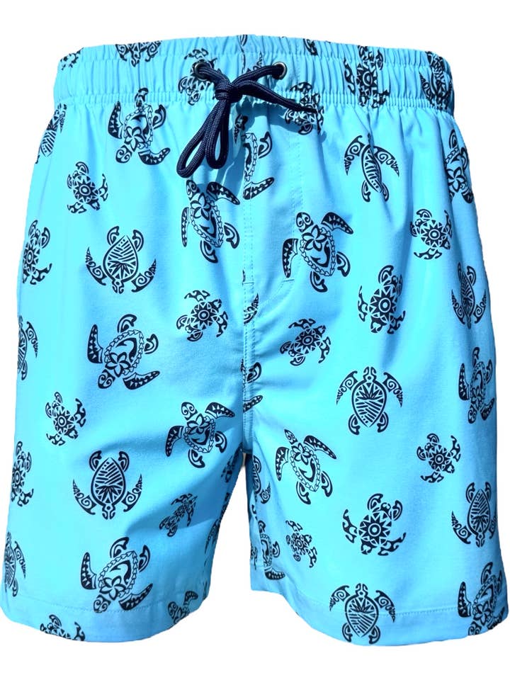 Men's Swim Short-MP185_Navy Turtle on Sky for wholesale by MARINA WEST SWIM