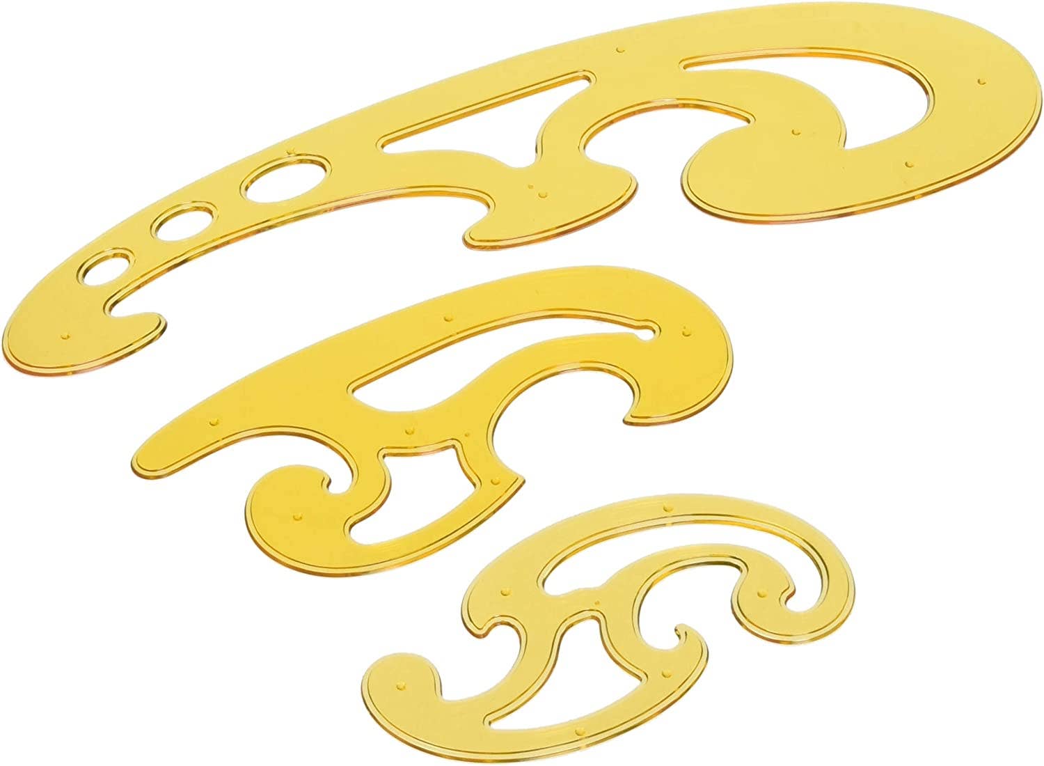 Liquidraw - Vente Pochoir - Liquidraw Jeu de Courbes Françaises de 3 Règles CLAIR/ORANGE Gabarits de Dessin Technique Courbes Françaises0