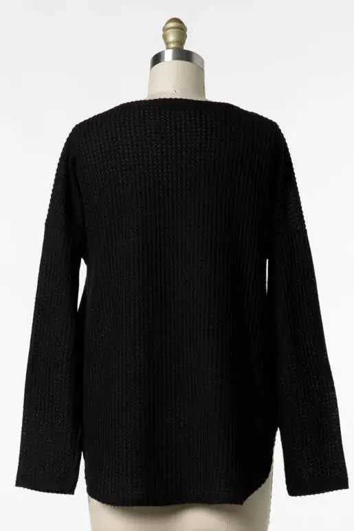 Final Touch - Wholesale Gebreide top - Dames - Geborstelde Wafel Lange Mouw Top - NT313091