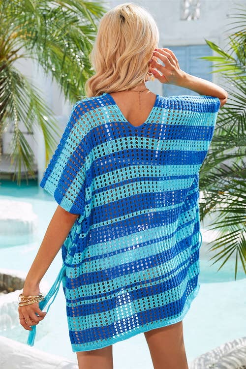 Lily Clothing - Vente Cache-maillot – femme - COUVRE-MAILLOT DE BAIN EN TRICOT CREUX À MOTIFS À RAYURES CWMW0028_4