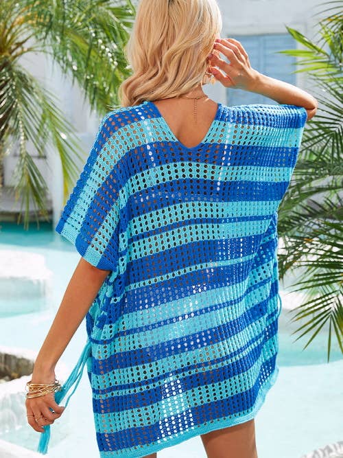 Lily Clothing - Wholesale Swim Cover Up - Women's - CWMW0028_STRIPE PATTERNED HOLLOW KNIT SWIMWEAR COVER UP4