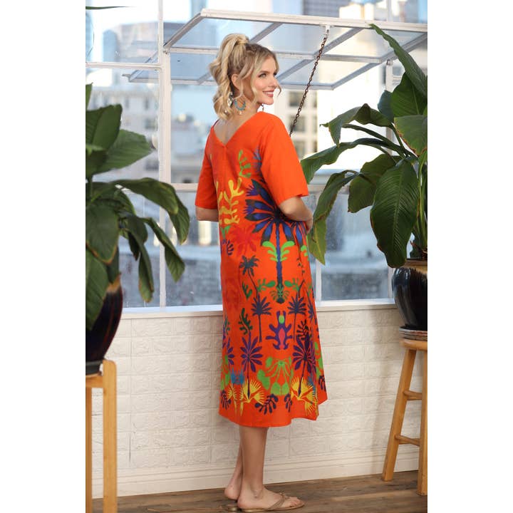 KikiSol - Wholesale Dress - Women's - Orange Santa Fe Midi T Dress