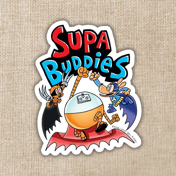 Supa Buddies Crew Sticker | Dog Man for wholesale by Kingdom of Threads