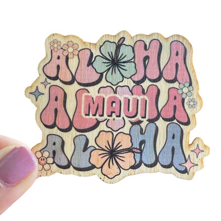 Retro ALOHA ALOHA ALOHA-MAUI for wholesale by Bamboo Wood Stickers