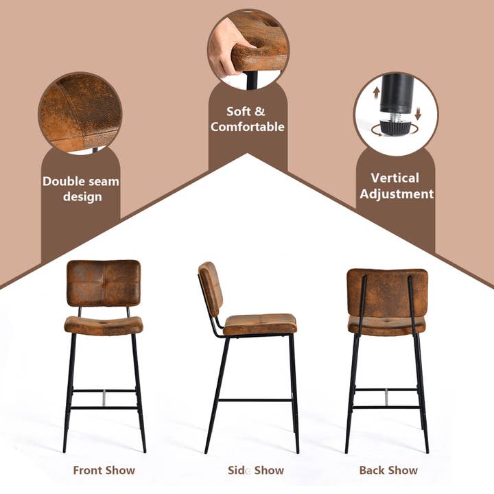 HOMYCASA DESIGN INC - Wholesale Stool - Rustic Suede Counter Height Bar Stool with Metal Frame4