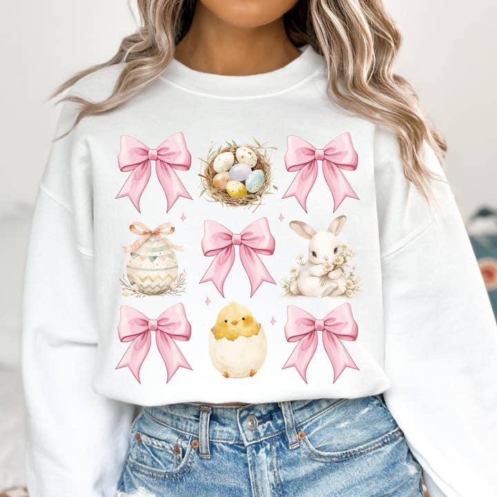 NVC Ecommerce LLC - Wholesale T-Shirt (Graphic) - Women's - Happy Easter T-Shirt, Pink Easter Tee, Easter Bunny Sweater1
