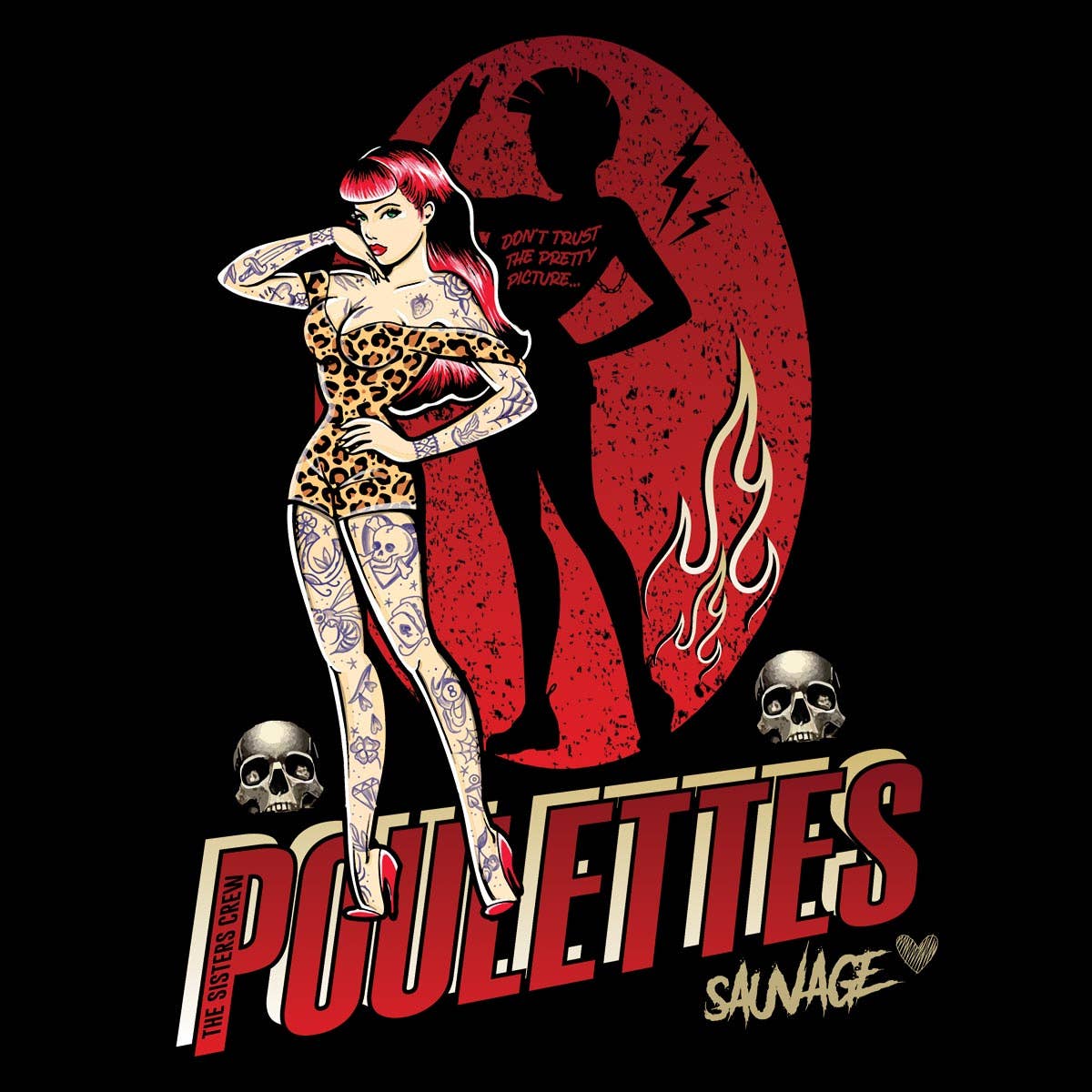 Poulettes Sisters - Venta al por mayor Camiseta sin mangas - Mujer - Camiseta sin mangas para mujer « Wild Chick » negra1