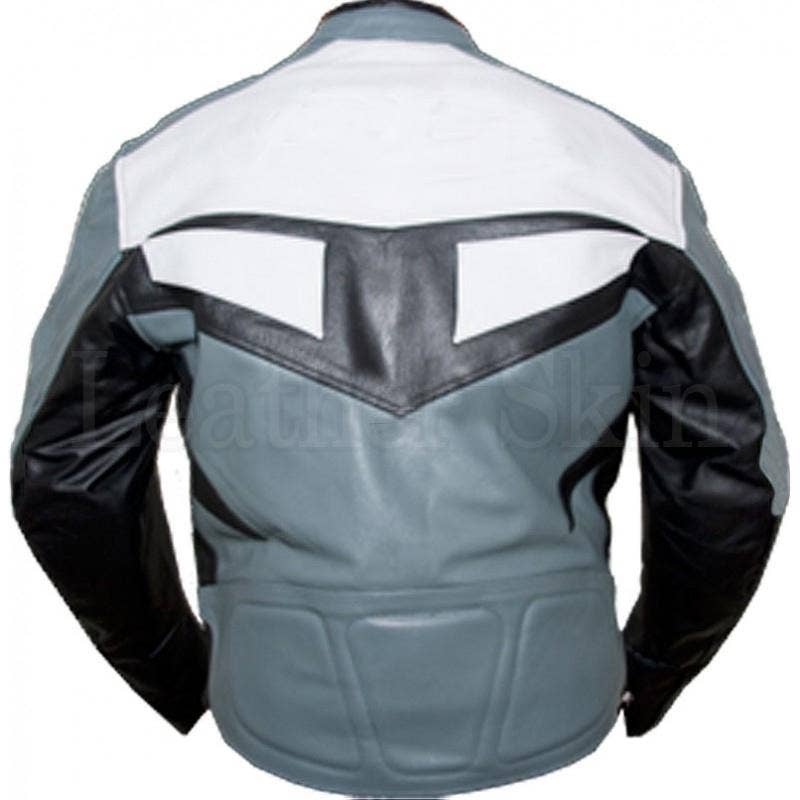 Leather Skin Shop – Engroshandel Jakke - Unisex – Grå hvid Biker ægte læderjakke2