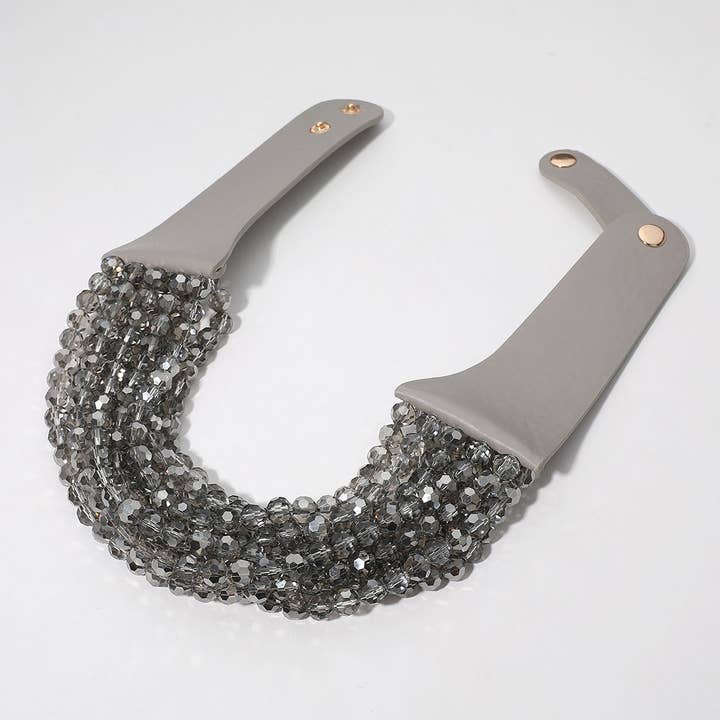Sensibling Corp. - Wholesale Beaded/Pearl Necklace - Chunky Acrylic Beaded Multi Layered Faux Leather Necklace