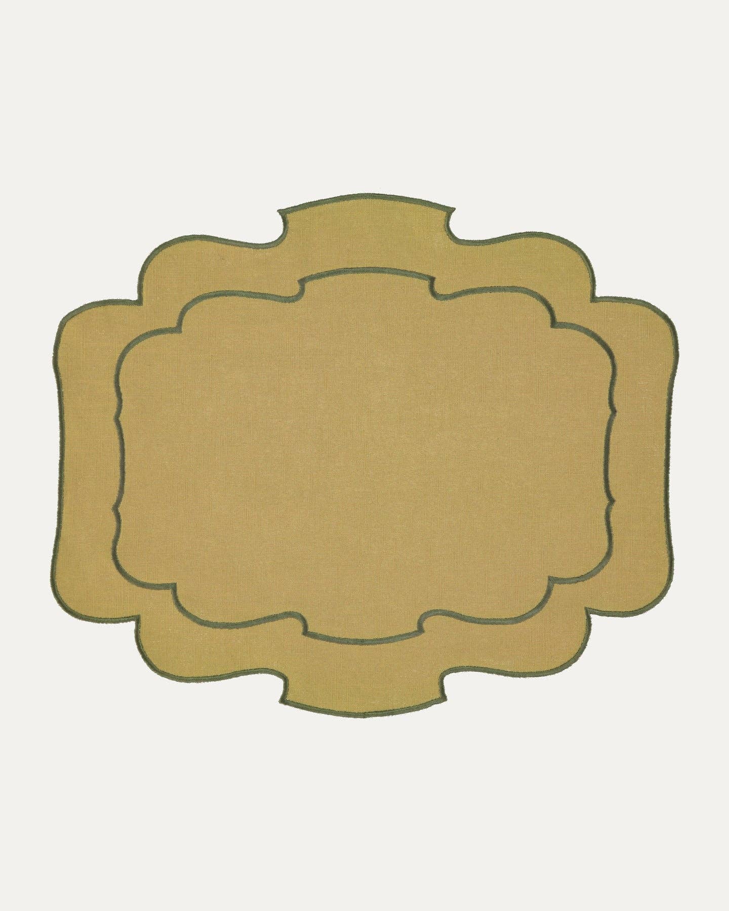 Mariaida Home - Vendita all'ingrosso Tovagliette - Individual Belmonte verde con ricamo verde1