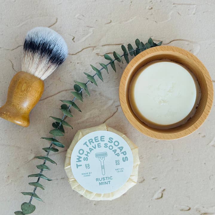 Two Tree Soaps - Wholesale Shave Soap - Men's - Natural Handmade Shave Soap - Rustic Mint3