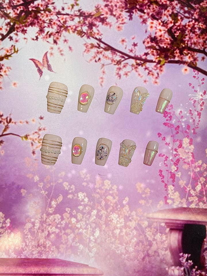 Deluxe 100% handgemaakte opplaknagels CATEYE - Iriserend voor wholesale door KTNN Studio Inc.