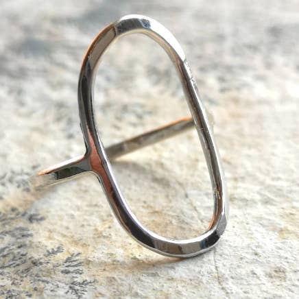 Hammered Sterling Silver Oval Ring for wholesale by Gaia's Candy