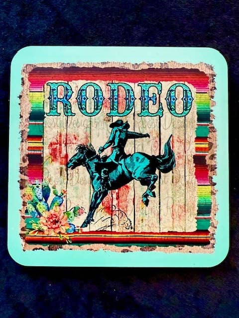 (#642) SOTTOBICCHIERI "RODEO" (CONFEZIONE DA 4) per la vendita all'ingrosso da parte di Jana's Flannels