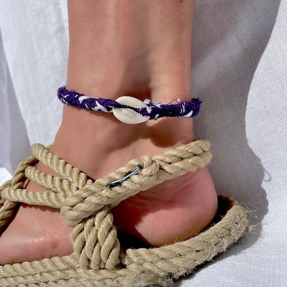 Soline Camart - Wholesale Woven/Braided Bracelet - Bandana ankle bracelet handmade with natural cauri7