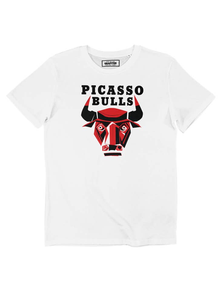 Grafitee - Wholesale Screen Printed T-Shirt - Unisex - Picasso Bulls T-shirt - Basketball logo graphic tee0
