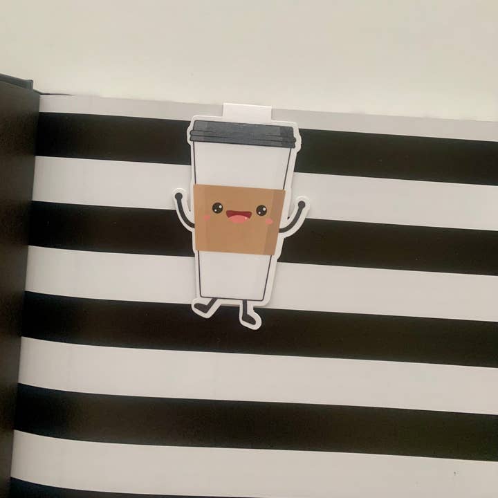 Happy Coffee Cups Magnetic Bookmark for wholesale by AMW the studio