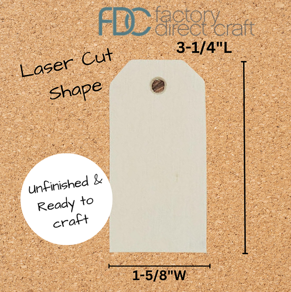 Factory Direct Craft - Wholesale Cadeaulabel - Set van 8 onafgewerkte houten labels - 8,3 cm x 4,1 cm2