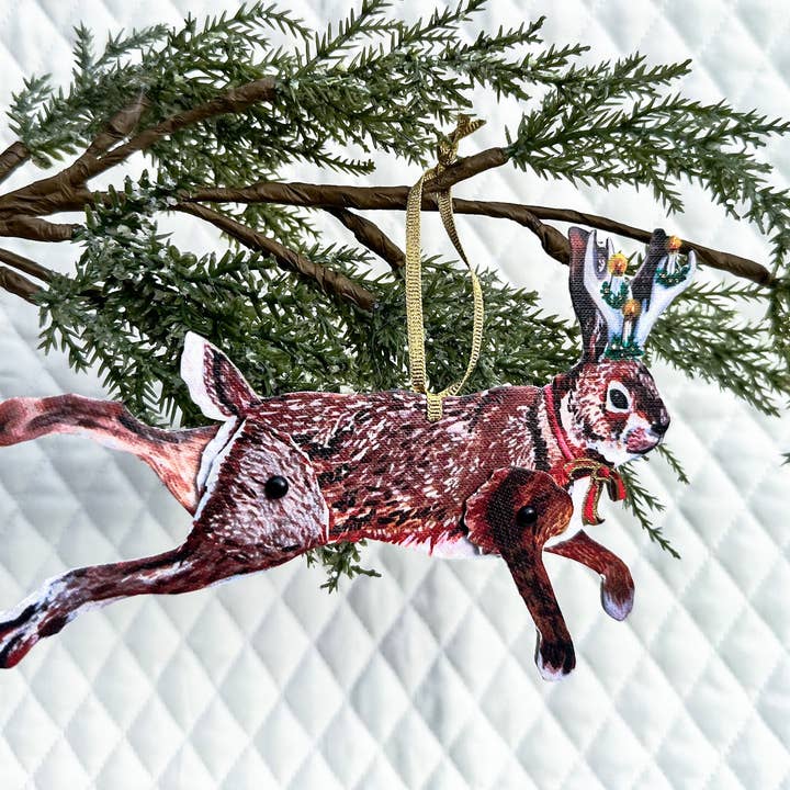 Guided Hand Studio - Wholesale Ornament - Christmas Cryptids Ornament- Jackalope2