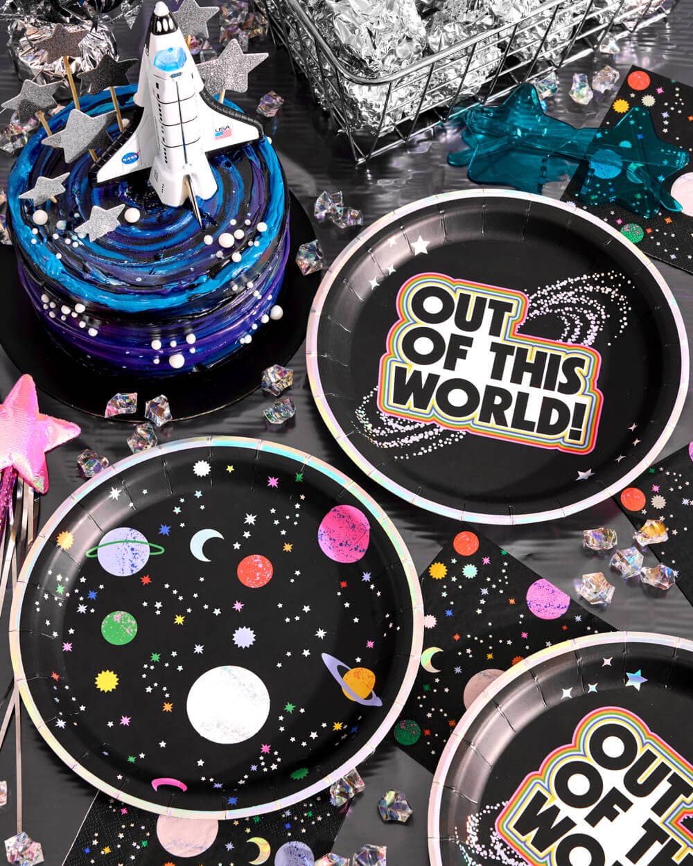 xo, Fetti - Wholesale Disposable Plate - Out of This World Plates - 24 paper plates, outer space, kids birthday, aliens3