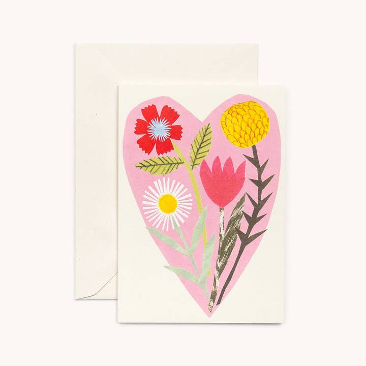 Carte de cœur floral pour la vente par Hadley