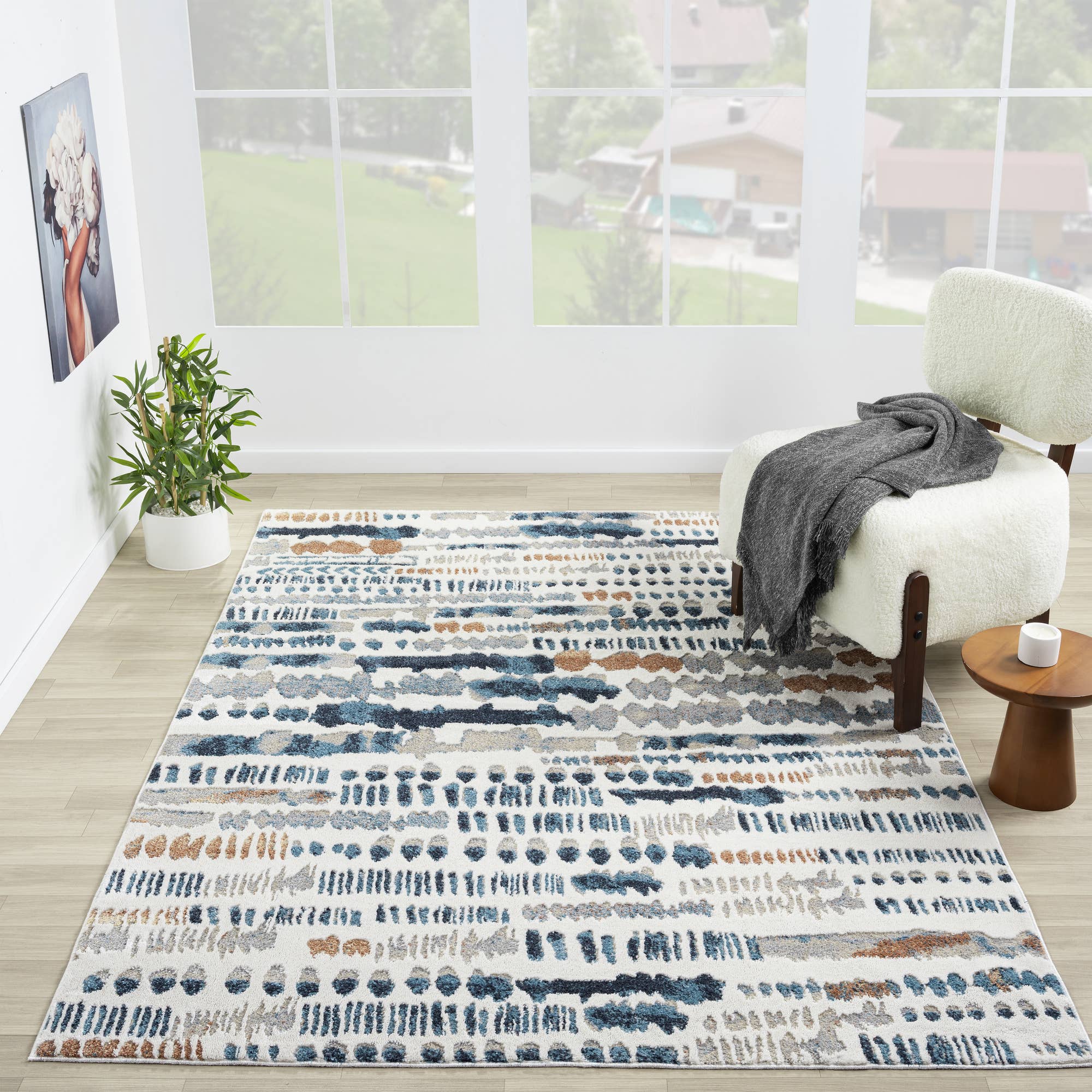 LR Home - Wholesale Area Rug - Washable Modern Blue/Gray Abstract Indoor Area Rug6