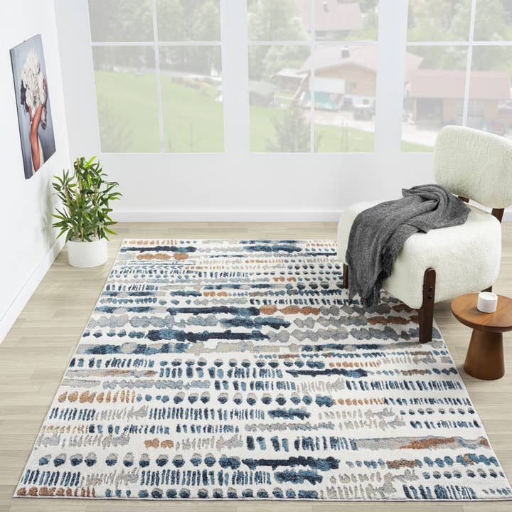 LR Home - Wholesale Area Rug - Washable Modern Blue/Gray Abstract Indoor Area Rug6