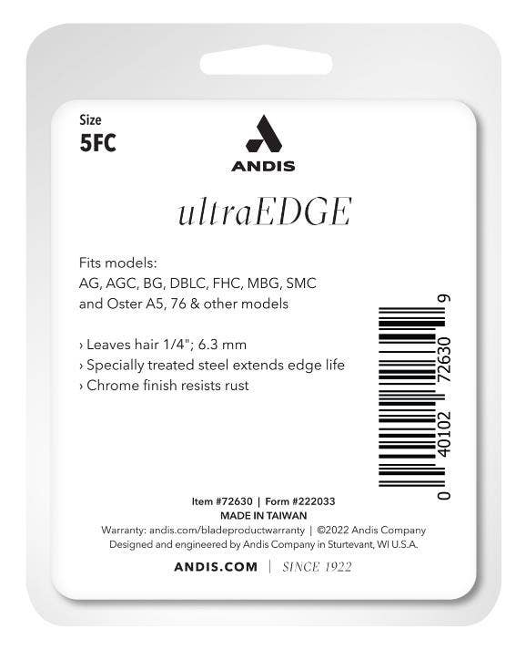 Pet Palette Distribution - Wholesale Pet Grooming Tool - Dog - Andis #5FC UltraEdge® Blade, 1/4" - 6.3 mm2