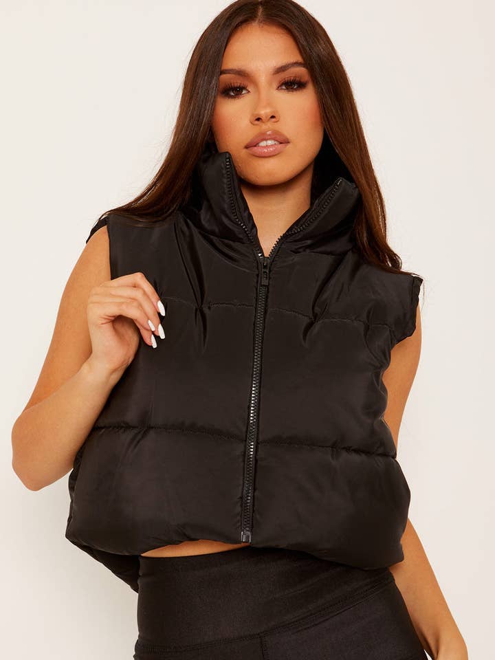 Padded Cropped Gilet for wholesale by Stylewise Direct