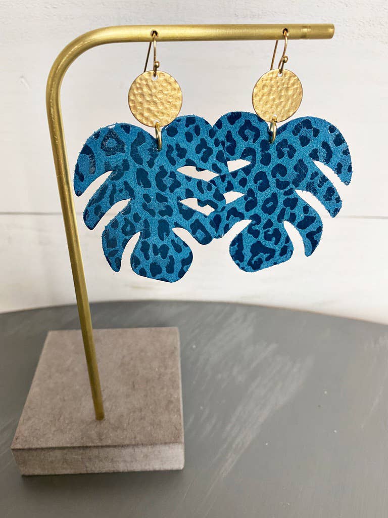 The Supply Society - Wholesale Dangle Earrings - Monstera Leaf Leather Hook Earrings2