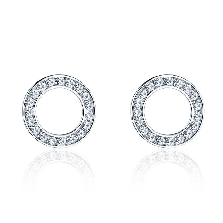 Open Circle Pave Earrings with Austrian WGP Bridal for wholesale by My Jewellery Story