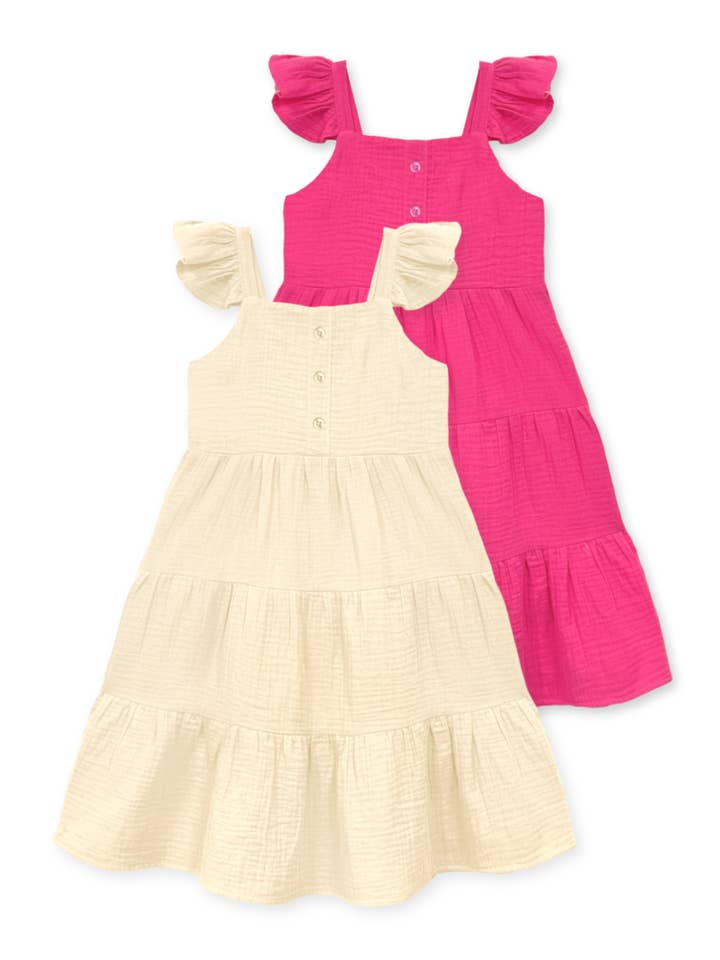 BB-TKD-N26-3653T Abito Maxi in Garza Stropicciata per Bambini per la vendita all'ingrosso da parte di BonnieBianca