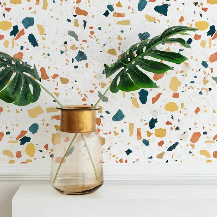 Bright Terrazzo Design Removable Wallpaper for wholesale by Livettes Wallpaper
