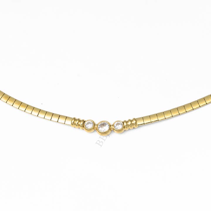 CZ Box Omega Ketting - Diamant Gouden Omega Ketting voor wholesale door Blueyejewelry