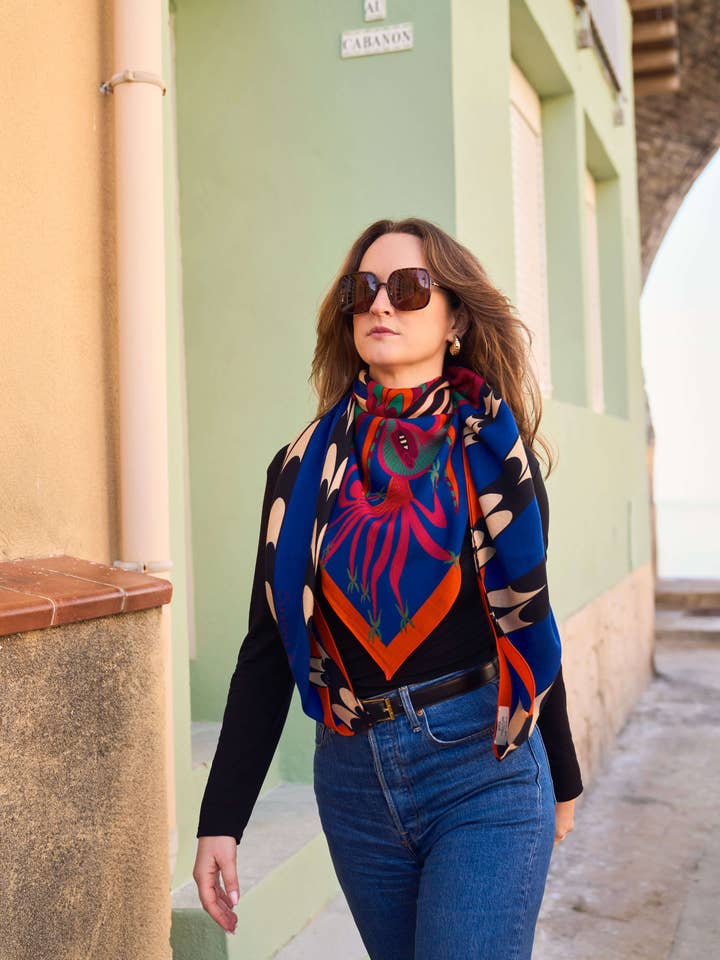 The Enchanter - Deep Blue - The 130 Wool Square for wholesale by Creature Marseille