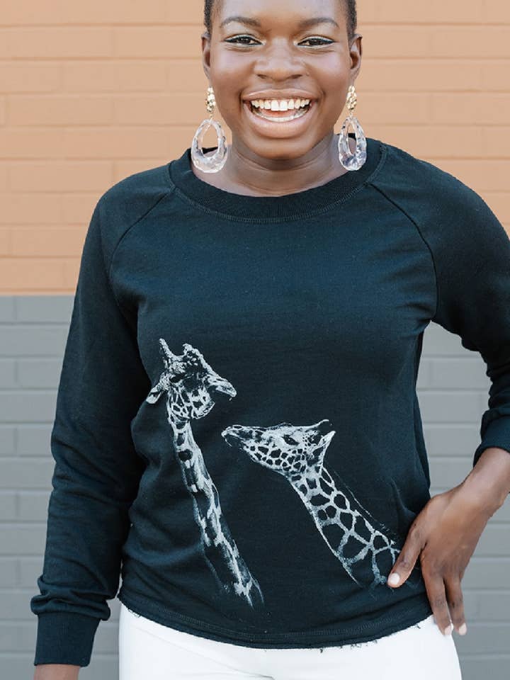 Giraffe Animal Print Crewneck Sweatshirt for wholesale by ZENZEE