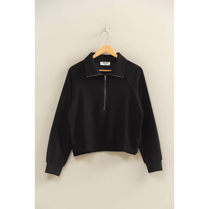 Double Zero - Wholesale Sweatshirt – Women's - Soft Ribbed Half-Zip Long Sleeve Sweatshirt1