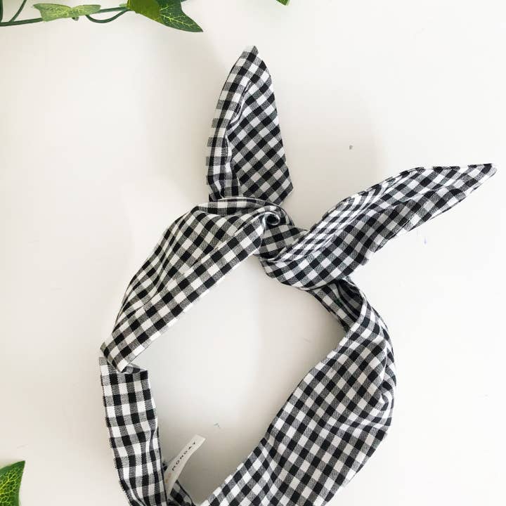 Haarband aus Baumwolle mit Gingham-Draht, breites Stirnband, Schwarz für den Großhandel von Mustard Monday