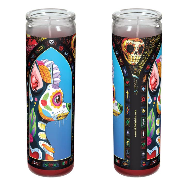 Bougie Chien Chihuahua Jour des Morts - "Martino" pour la vente par Nicholas Ivins Art & Illustration