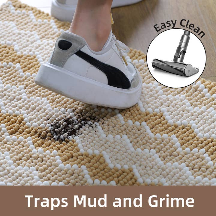 Kasentex – Tapete de banho por atacado – Tapete de Banheiro Macio de Chenille com Design Geométrico Antiderrapante17