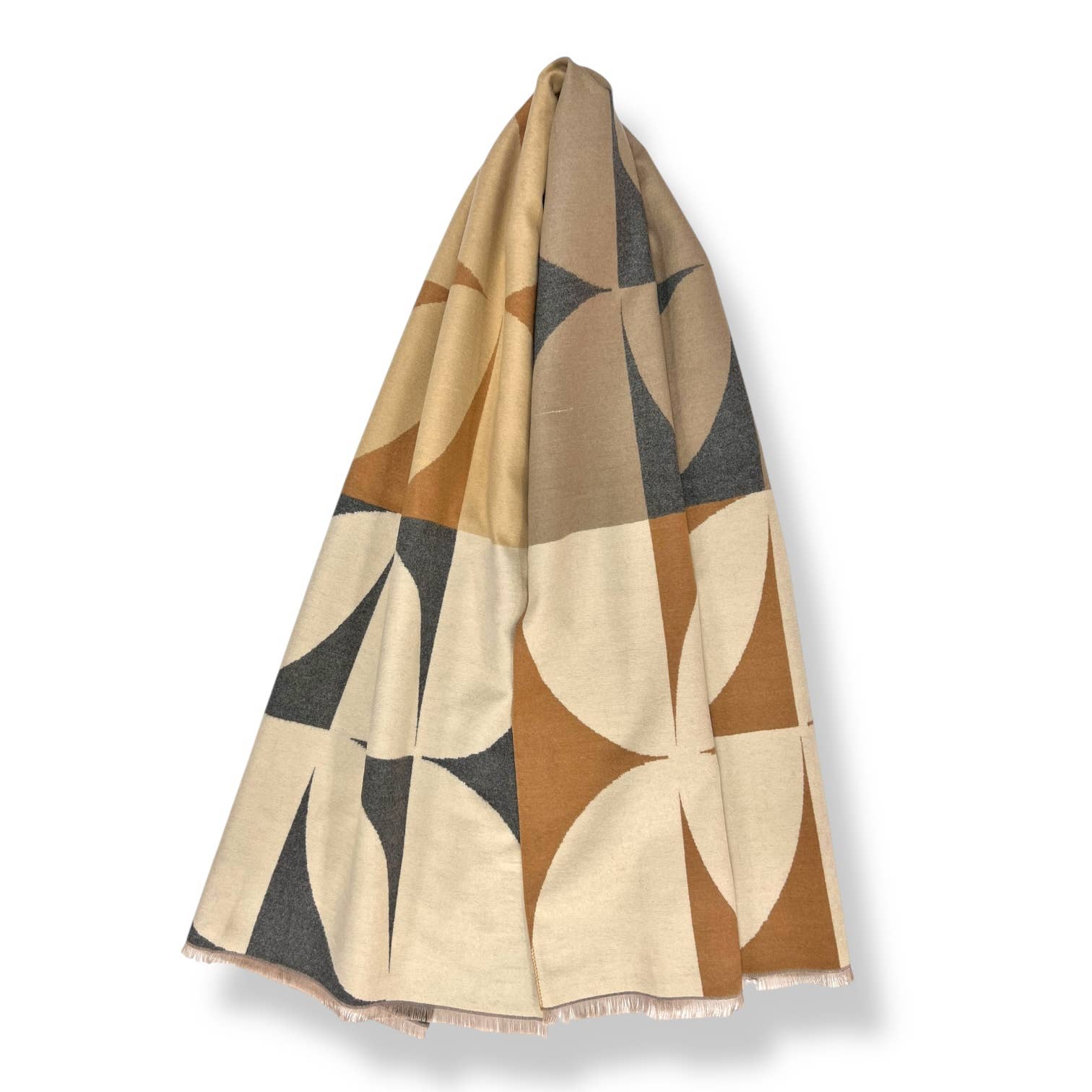 London Scarves - Wholesale Scarf - Women's - Retro print on cashmere blend scarf finished with fringes20