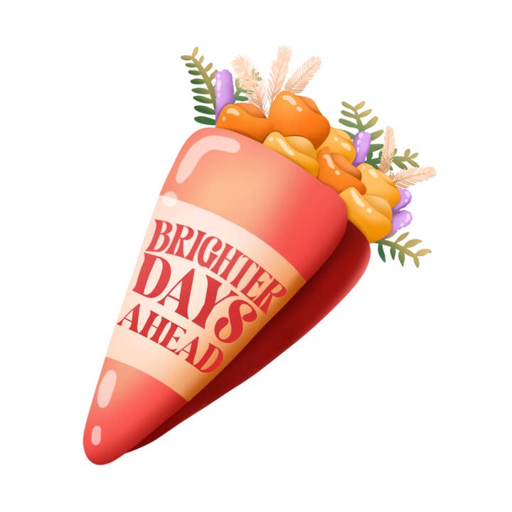 Flower Bouquet 'Bright Days Ahead' Sticker; Plant Stickers for wholesale by DoodlesbyIndy