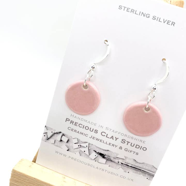 Precious Clay Studio - Wholesale Dangle Earrings - Pink Circle Earrings - Sterling Silver2