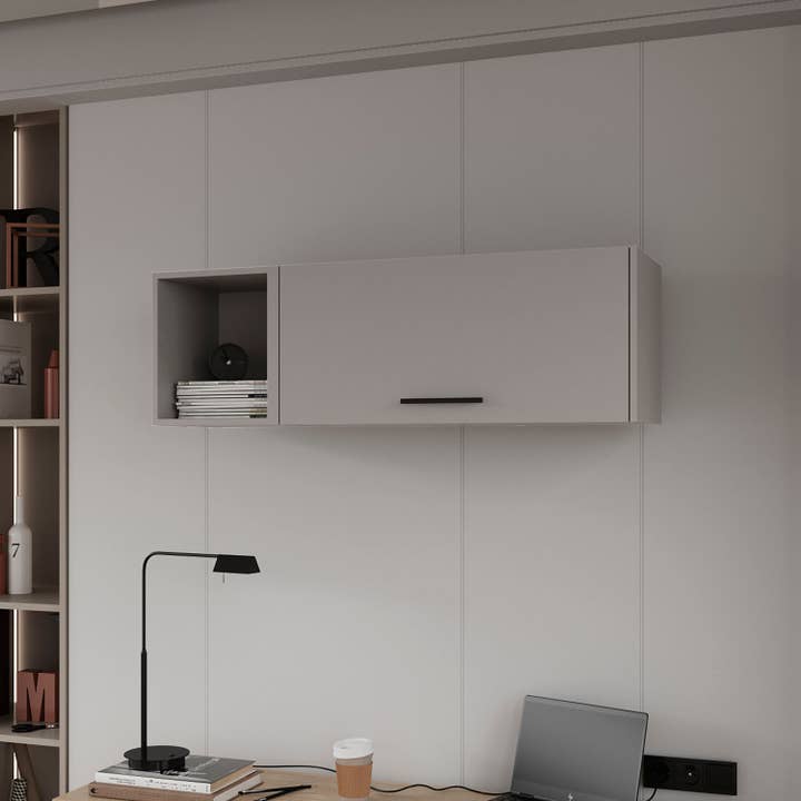 Pensile in melamina con 3 ripiani , grigio per la vendita all'ingrosso da parte di TuHome Concept