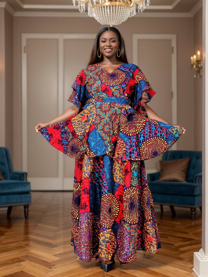 KaraChic - Wholesale Top & Skirt Set - Women's - 7796 - Authentic African Print 2pc Wrap Top & Skirt Set1