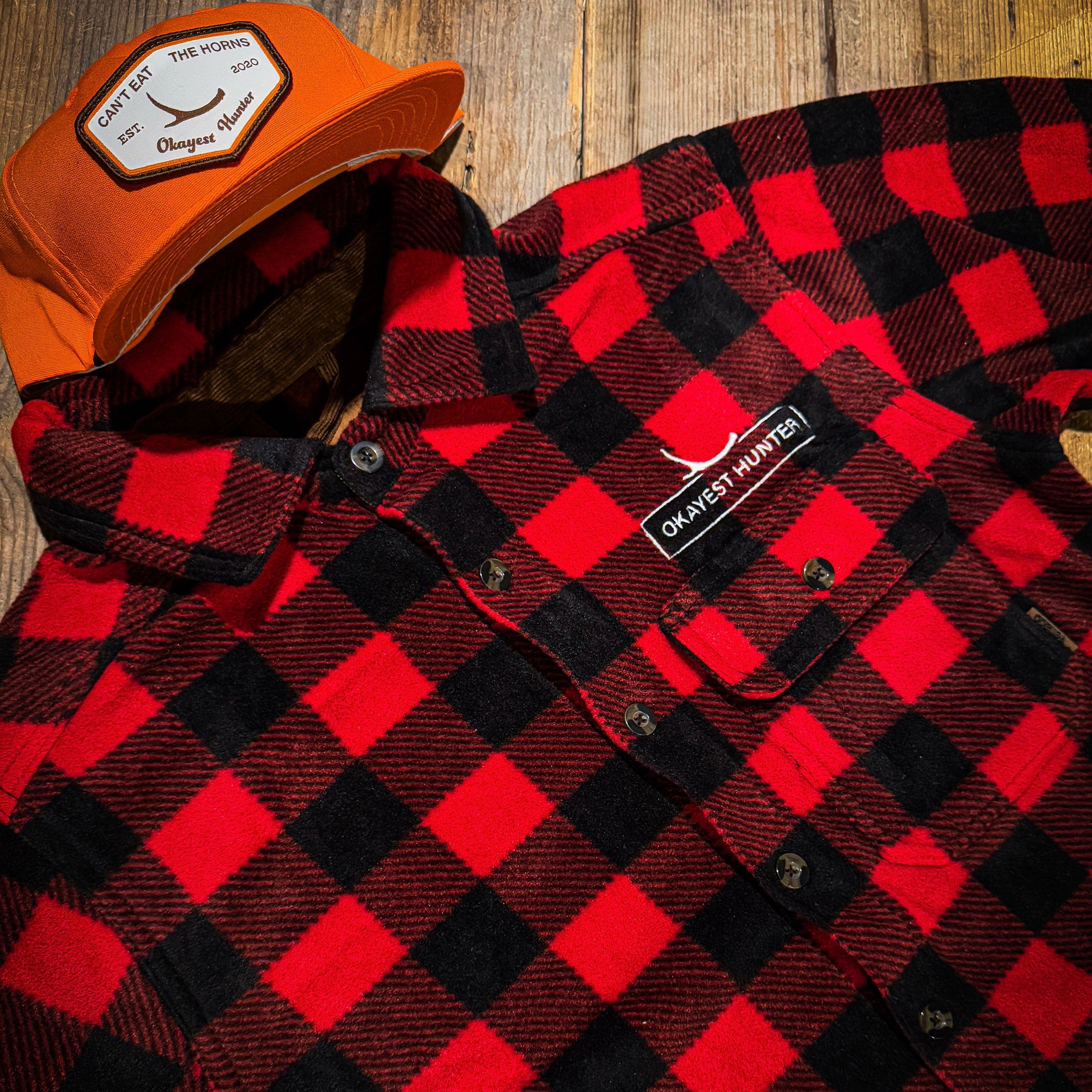 Okayest Hunter - Wholesale Button Down Shirt - Men's - Deer Woods Buffalo Fleece Flannel1