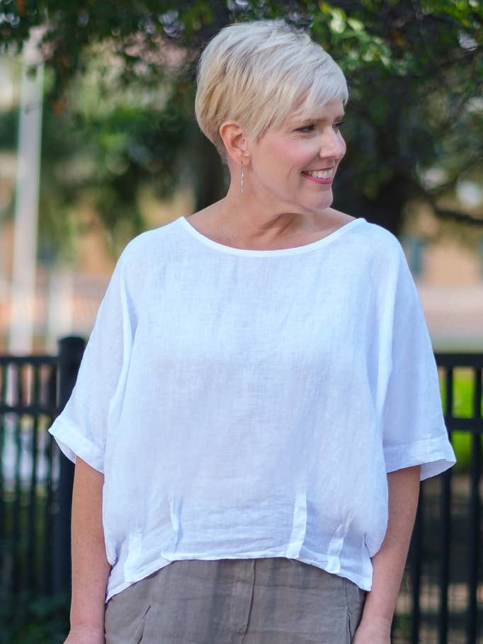TINA Stephens Italy/Tees By Tina - Wholesale Blouse - Women's - Gina Bottom Darted Linen Top (BQ172)